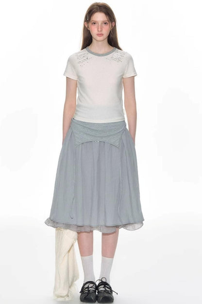 Original Patch Print Short Sleeve Summer Top