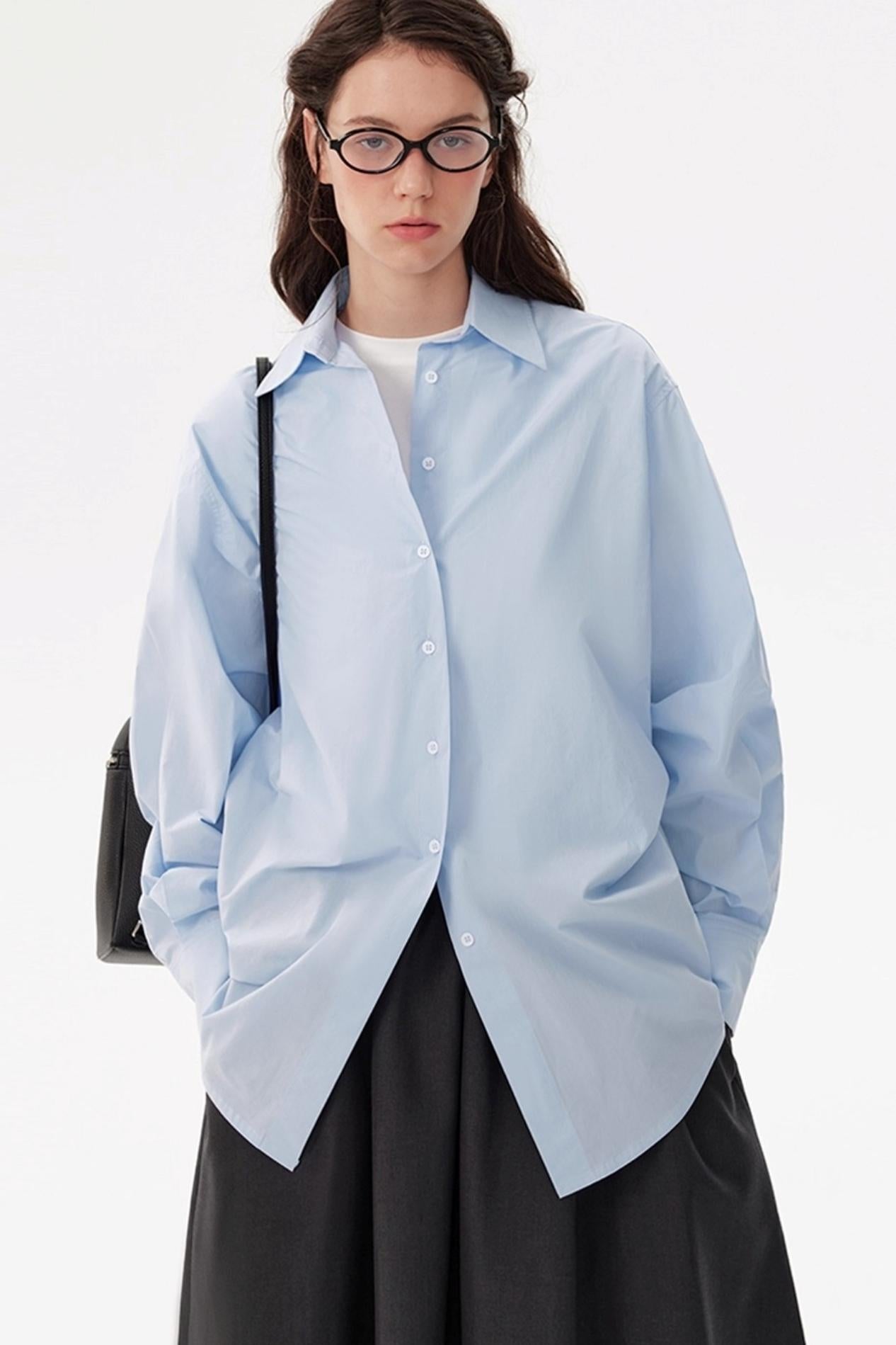 Blue Anti-Wrinkle Cotton Staple Shirt