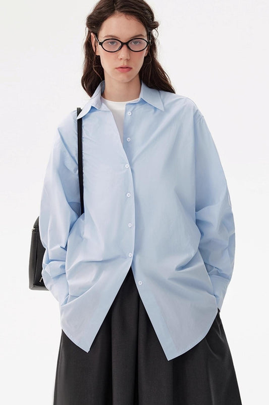 Blue Anti-Wrinkle Cotton Staple Shirt