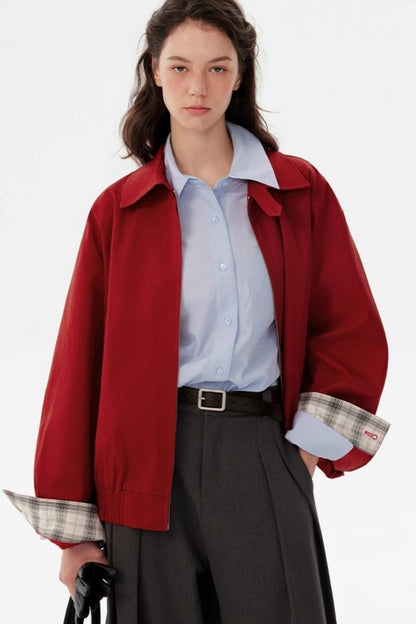 Harrington Contrast Check Lapel Jacket