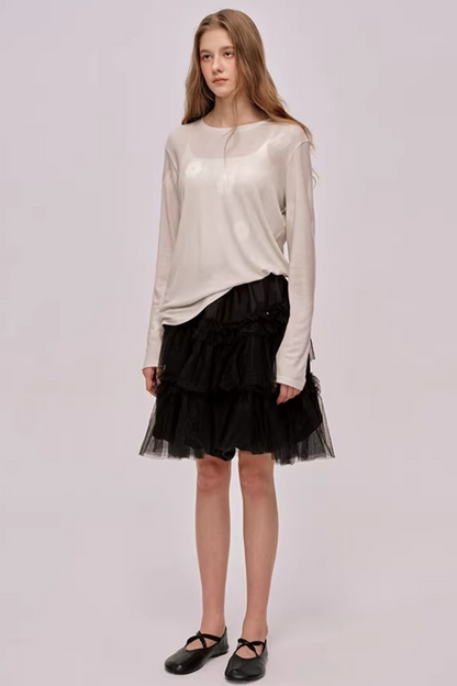 Pull romantique en lyocell et laine