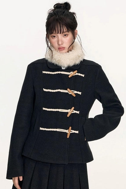 Slim Waist Woolen Coat Set-Up