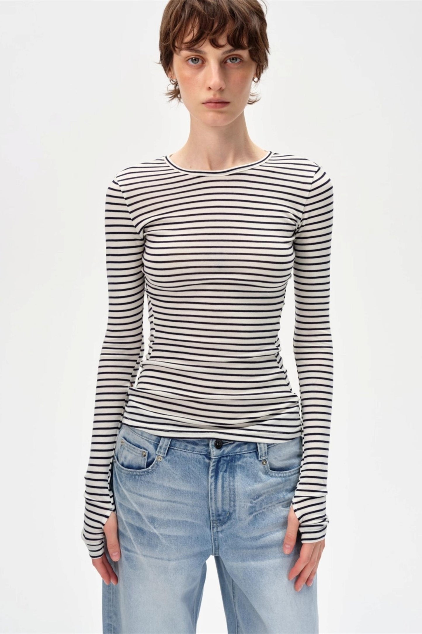 Versatile Knitted Striped Wool Base Shirt