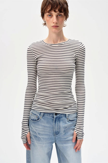 Versatile Knitted Striped Wool Base Shirt