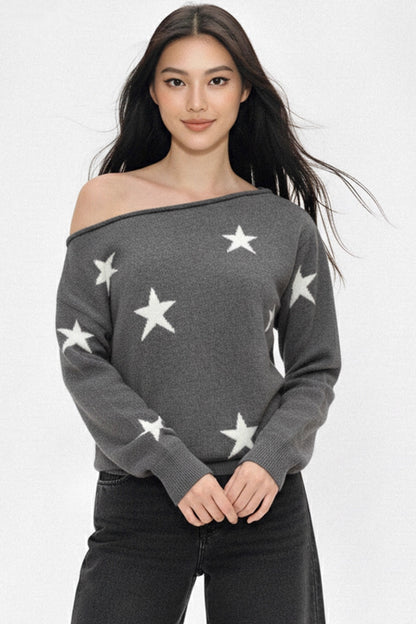 Dark Gray Off-Shoulder Sweater