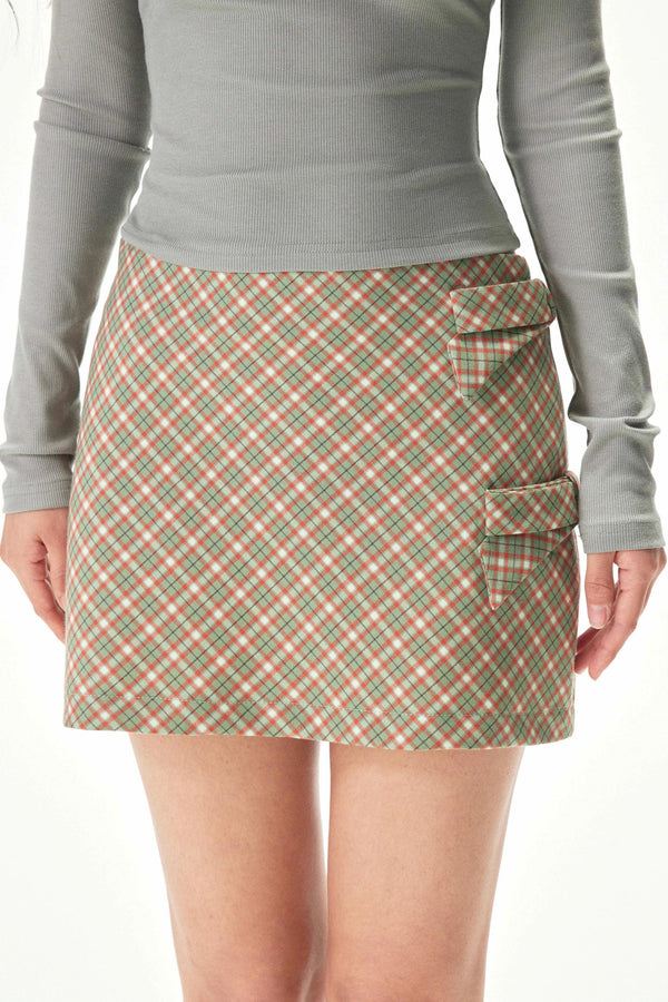 Retro Green Plaid A-Line Skirt