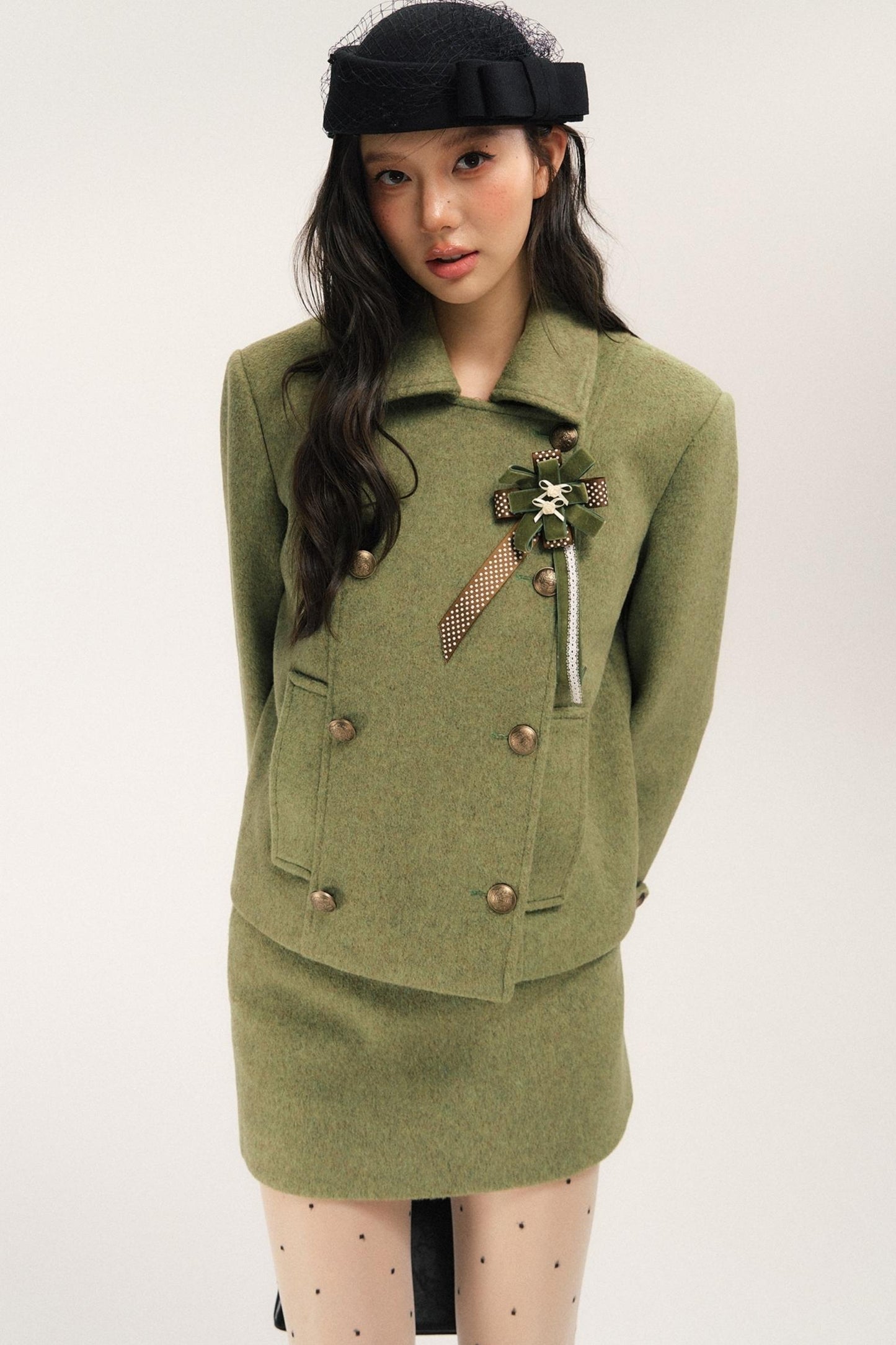Flight Diary Woolen Jacket & Skirt Set-Up