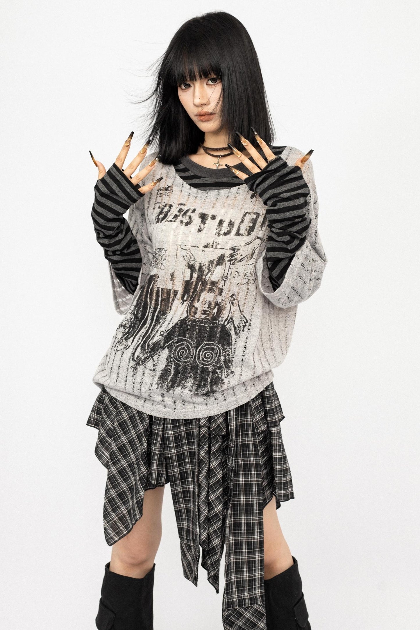 Asian Spice Stripe Long Sleeve Top