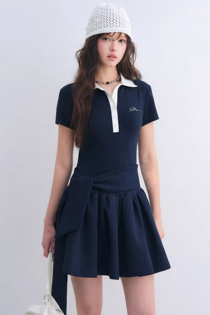 Contrasting Polo Puffy Dress