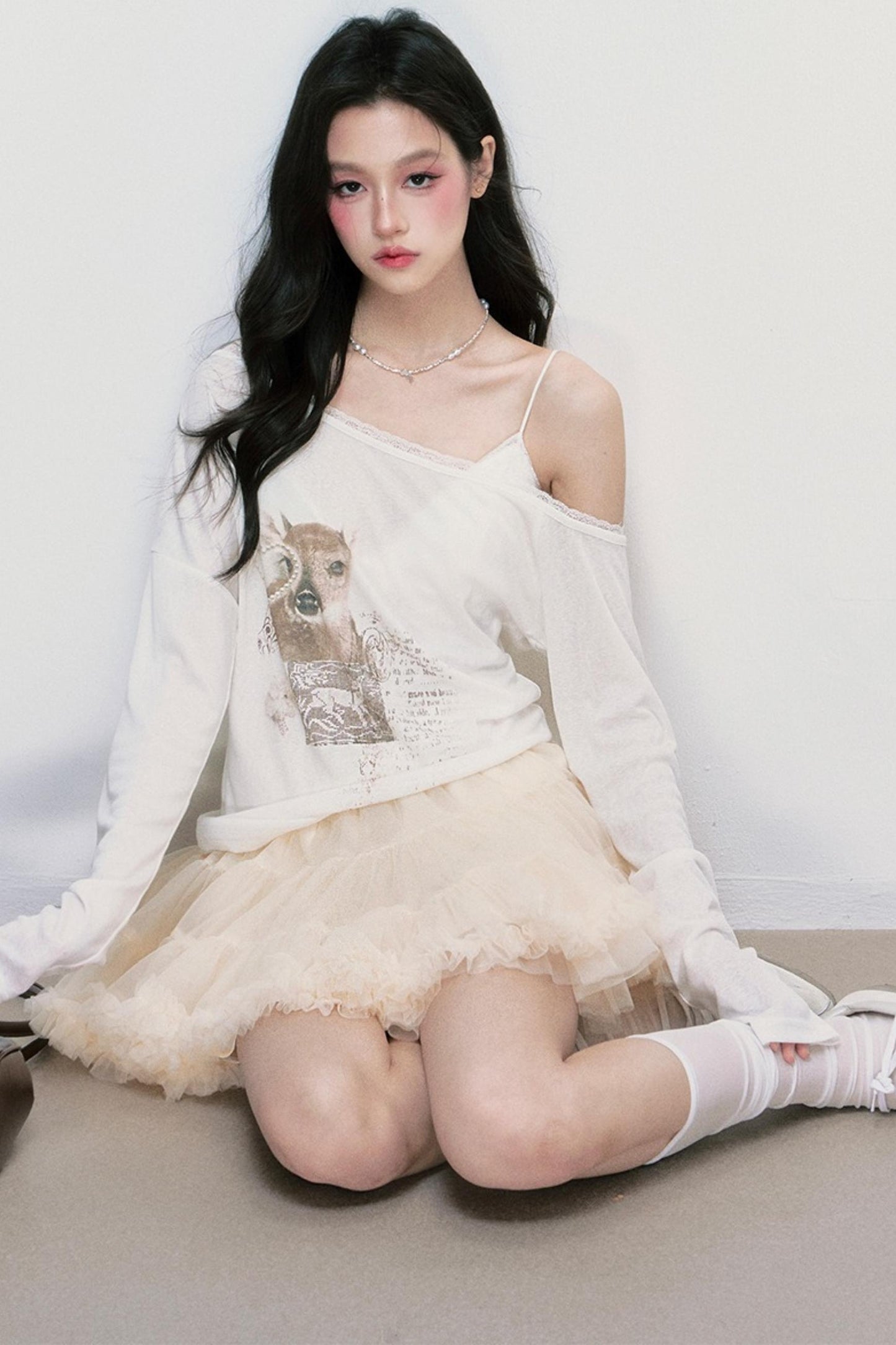 Sheer UV Protection One-Shoulder Top