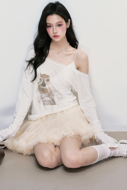 Sheer UV Protection One-Shoulder Top