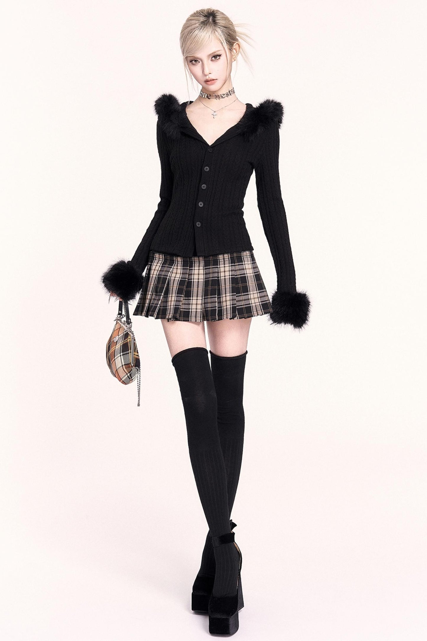 Detachable Fur Collar Hooded Top