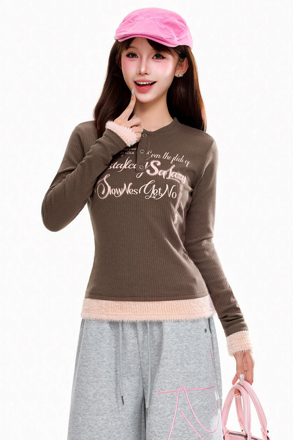 Fake Two-Piece Color-Blocking Top