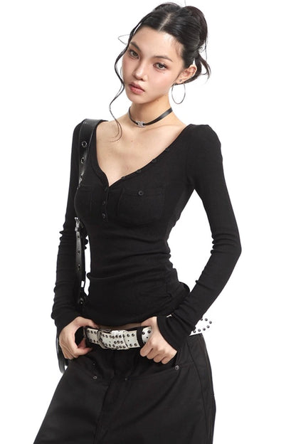 Slim Knit Long Sleeve Shirt