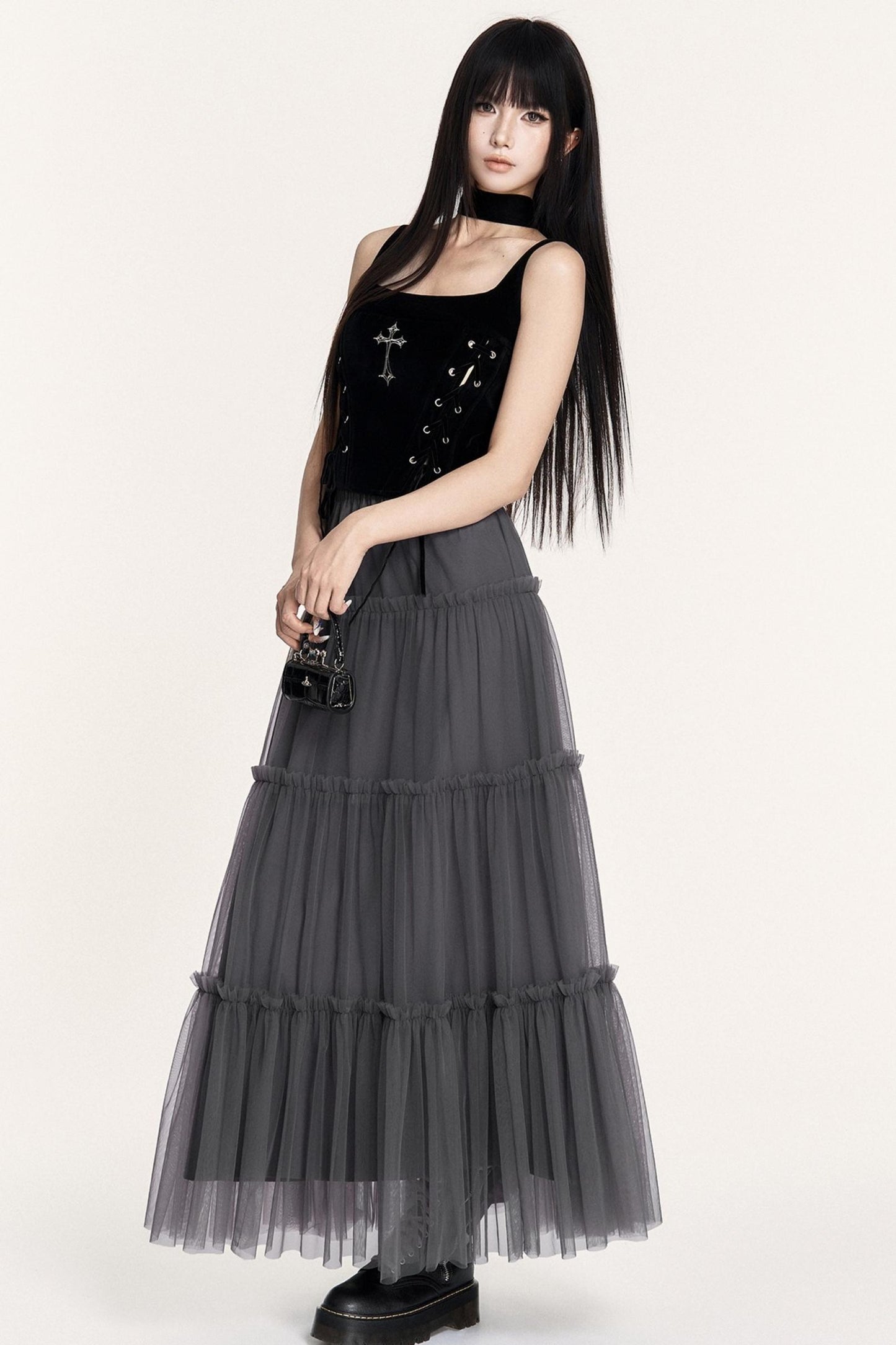 Love Letter Grey Mesh Skirt