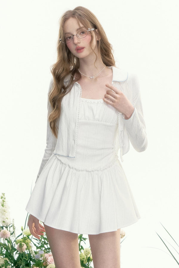 레이스 레트로 니트 스웨터 세트업 