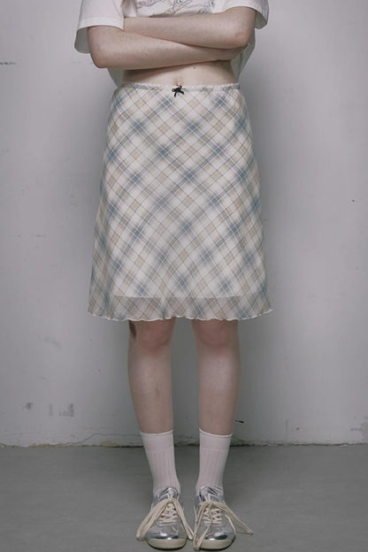 French Polka Dot A-Line Chiffon Skirt