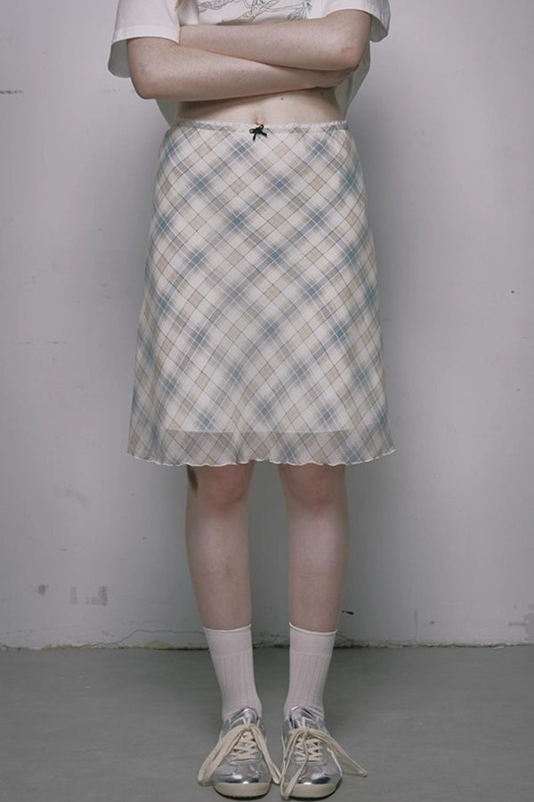 French Polka Dot A-Line Chiffon Skirt