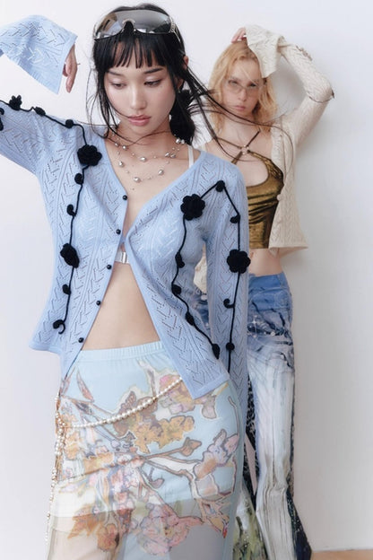 Wool Flower Cardigan