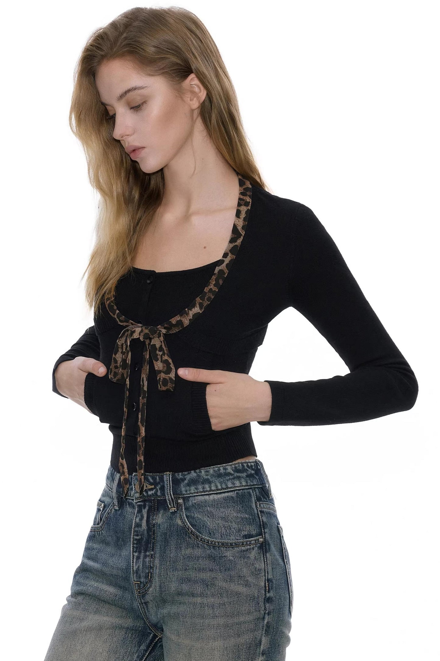 Wool Blend Leopard Sweater Set