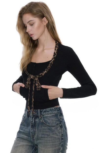 Wool Blend Leopard Sweater Set