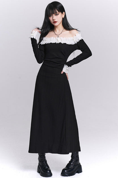 Black Off-Shoulder Long Dress