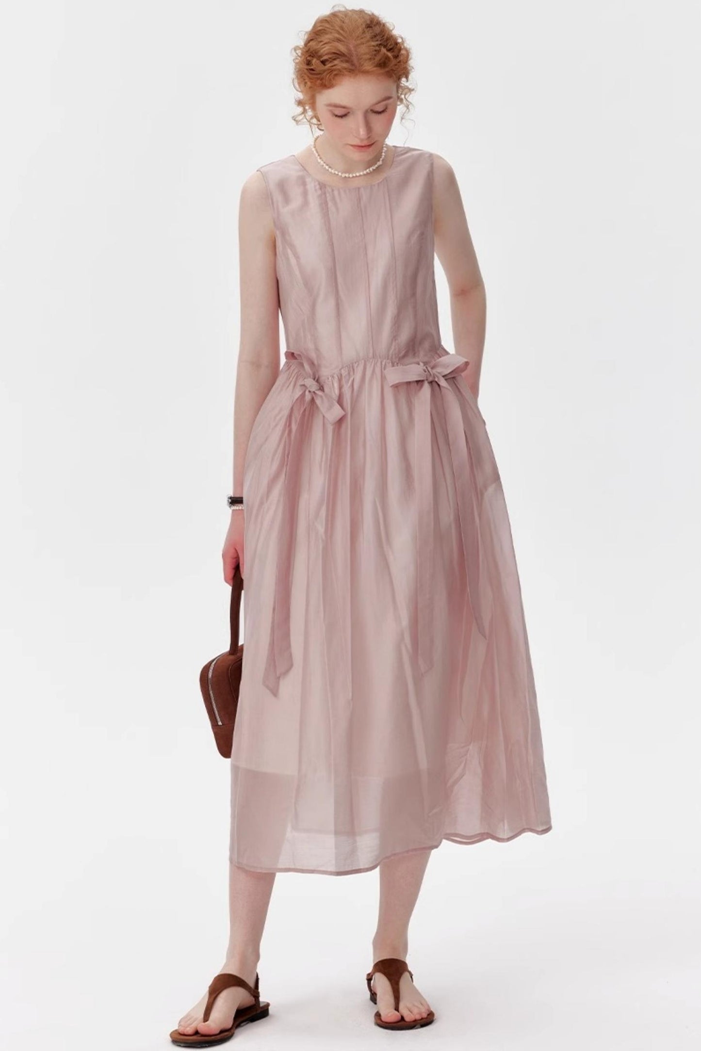 Pink And Blue Tencel A-Line Dress