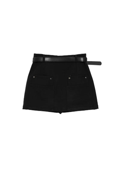 Black Front Zipper A-Line Mini Skirt