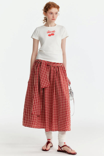 Pink Cherry Print Halter Skirt Set-Up