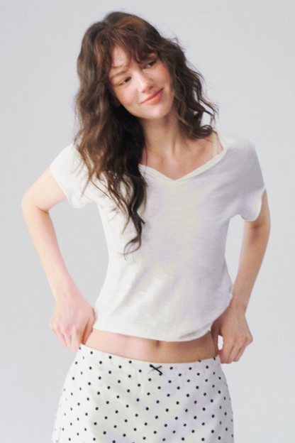 Somesowe Slub Cotton V-Neck T-Shirt