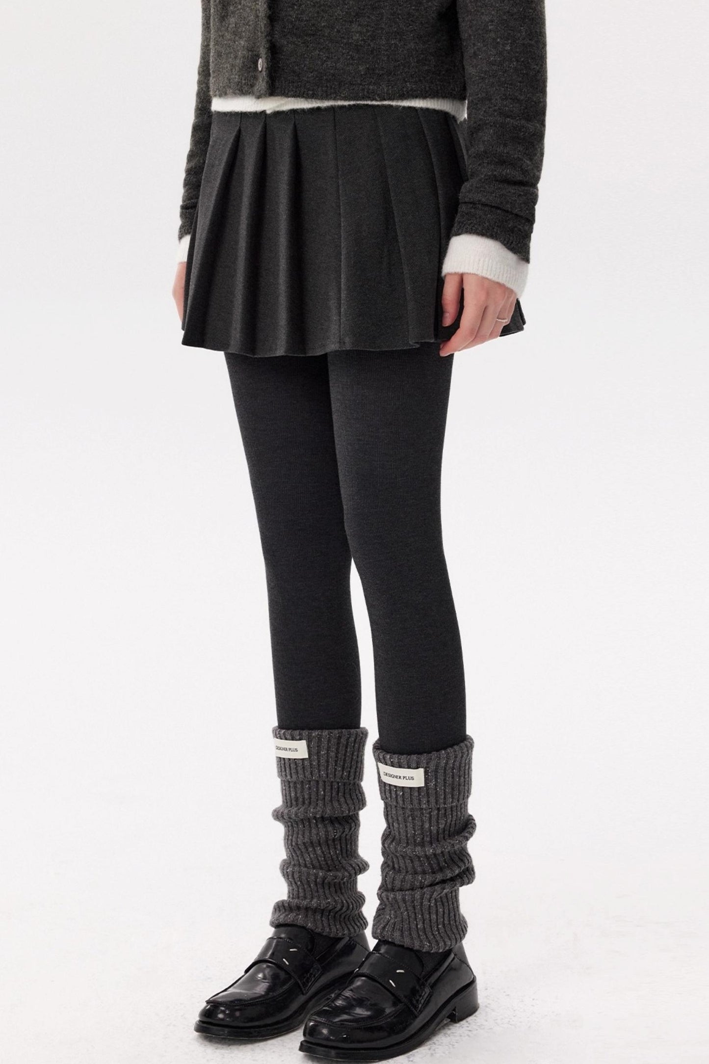 Gray Woolen Pleated Skirt