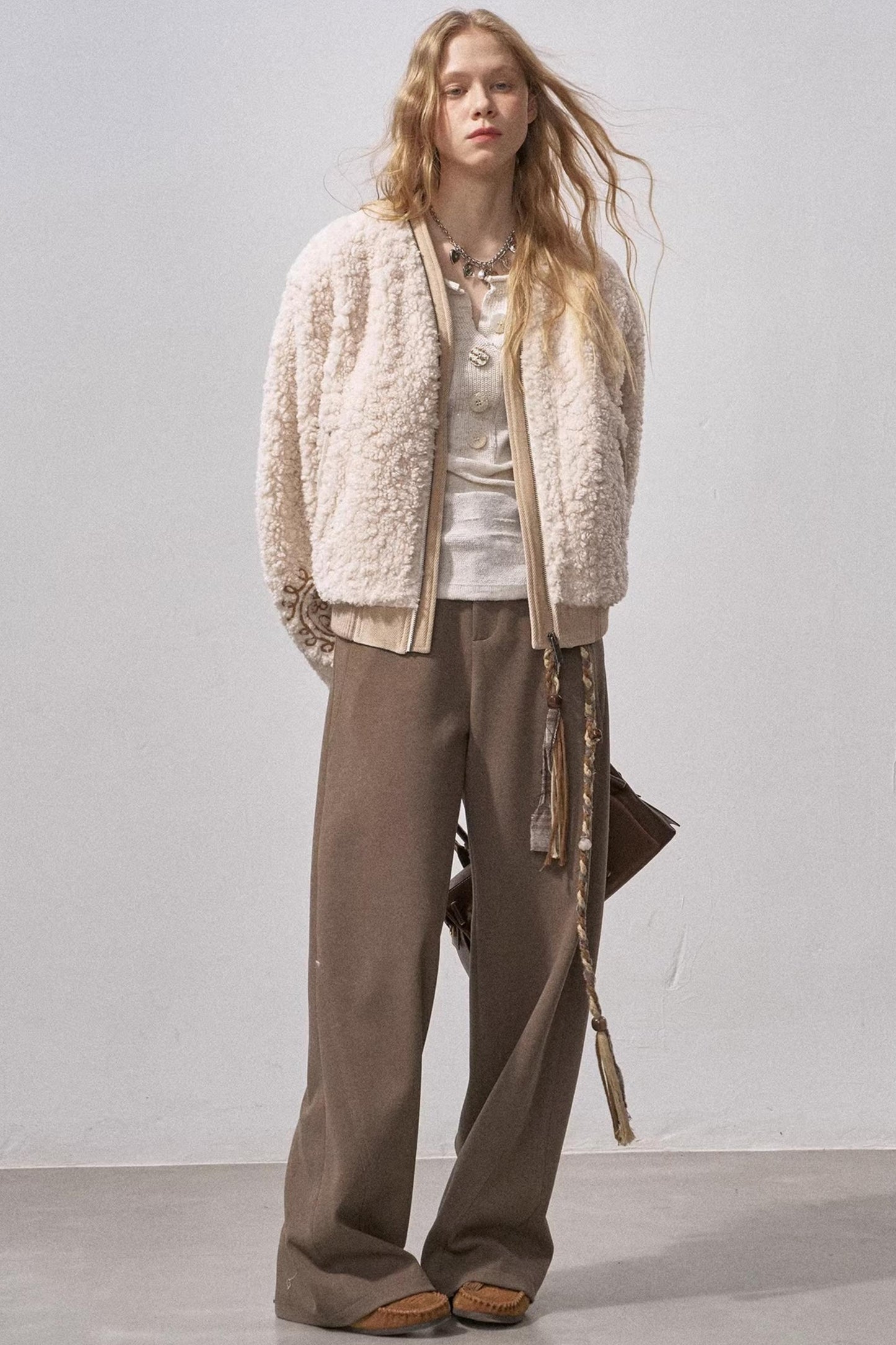 Lamb Wool Paisley Parka Jacket