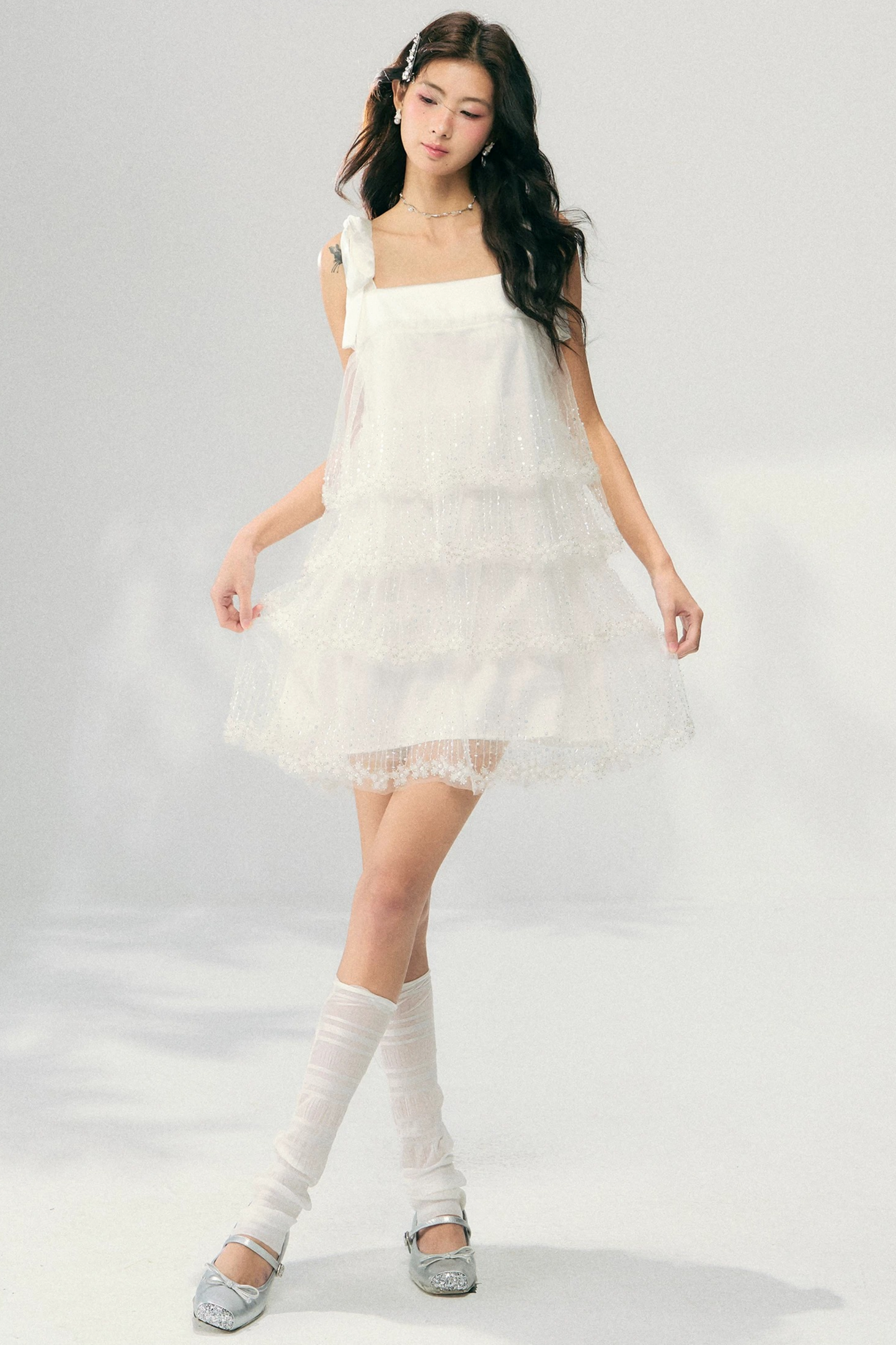 Besticktes Tüll-Stufenkleid im Fairy-Stil