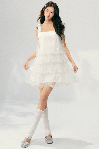 Besticktes Tüll-Stufenkleid im Fairy-Stil