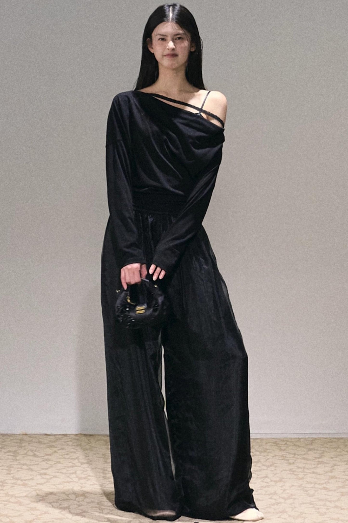 Lyocell Lace Swing Long T-Shirt