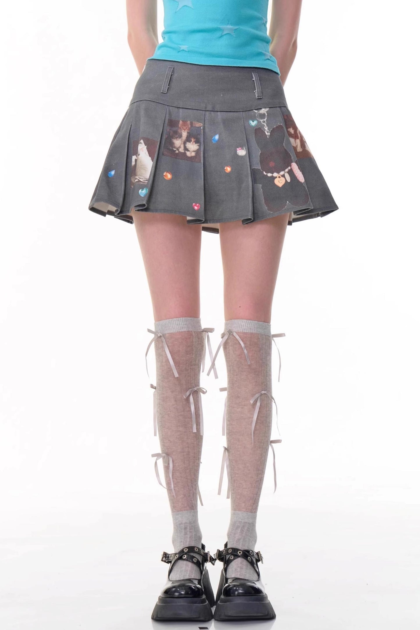 Animal Pleated Skirt