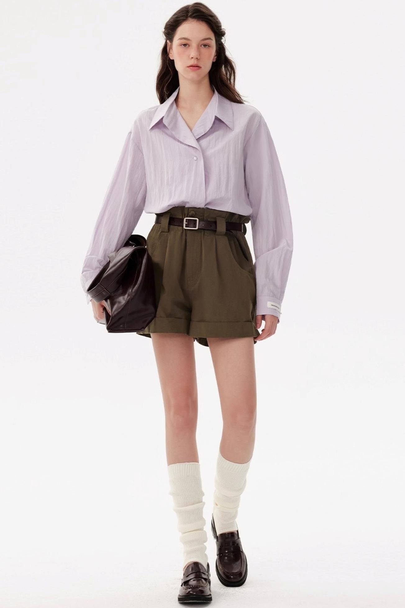 Niche Purple Long-Sleeved Shirt