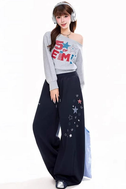 Retro Off-Shoulder Sweatshirt