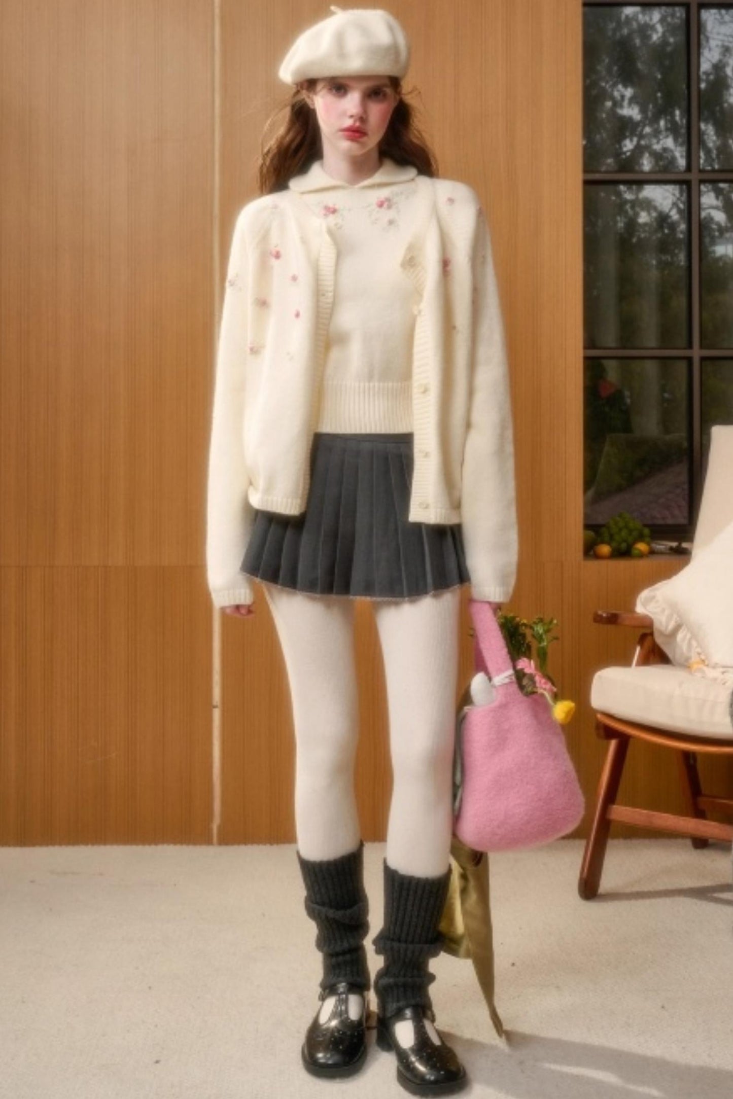 Hand-Embroidered Wool Cardigan