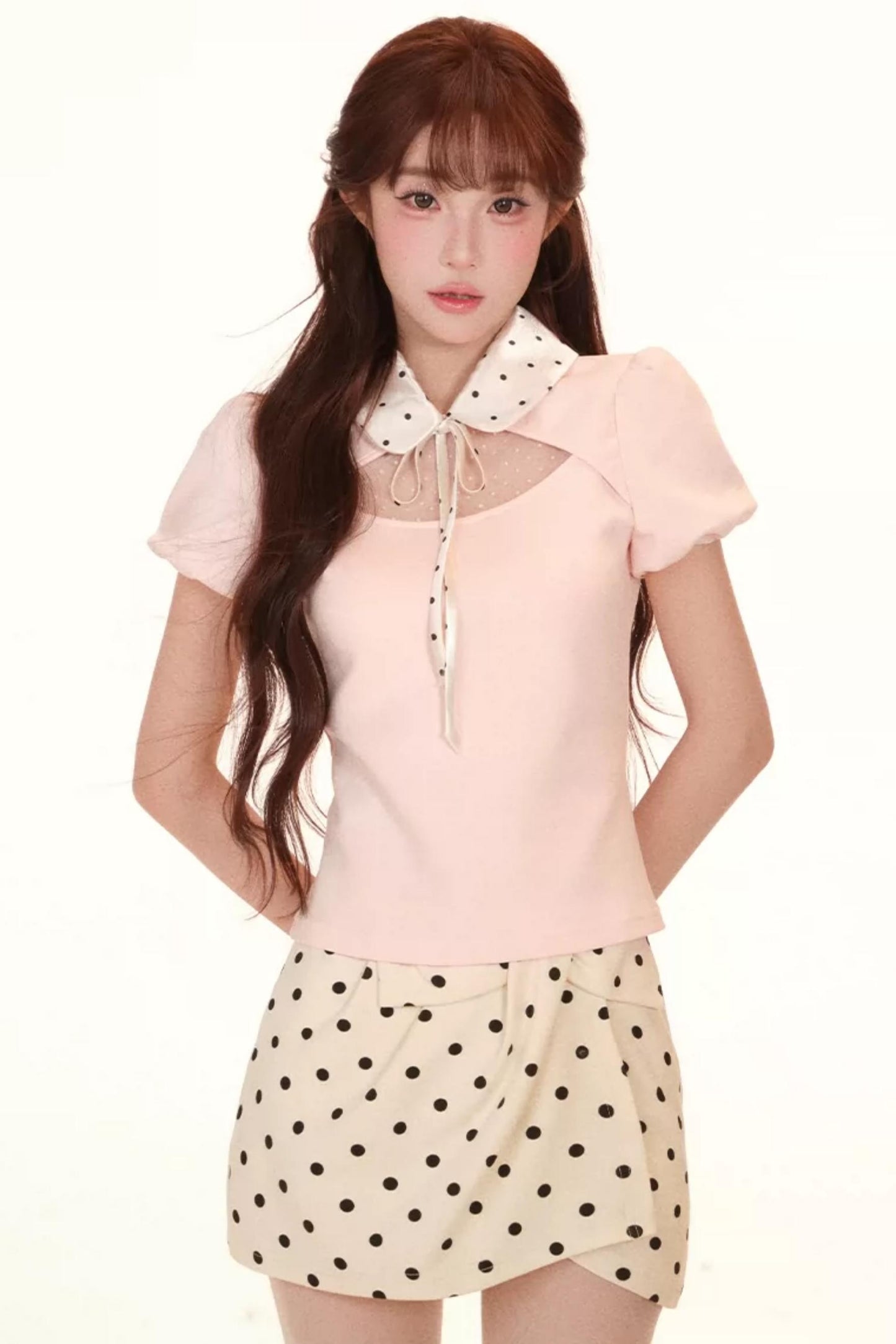 물방울 무늬 인형 칼라 셋업