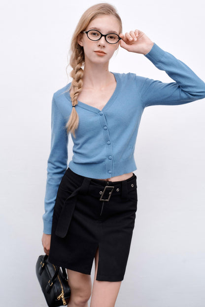 Wool Knit Cropped Sweater Top