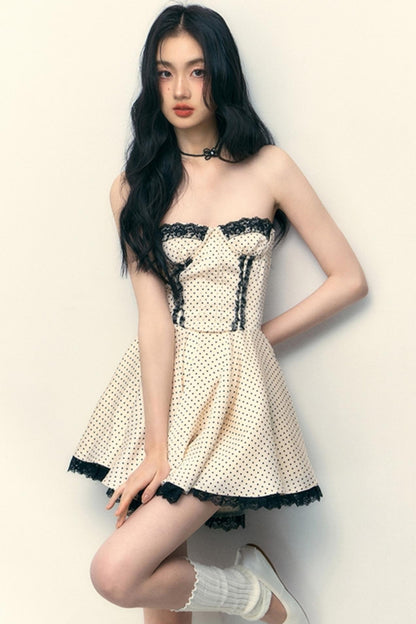 Polka Dot Lace Puff Dress