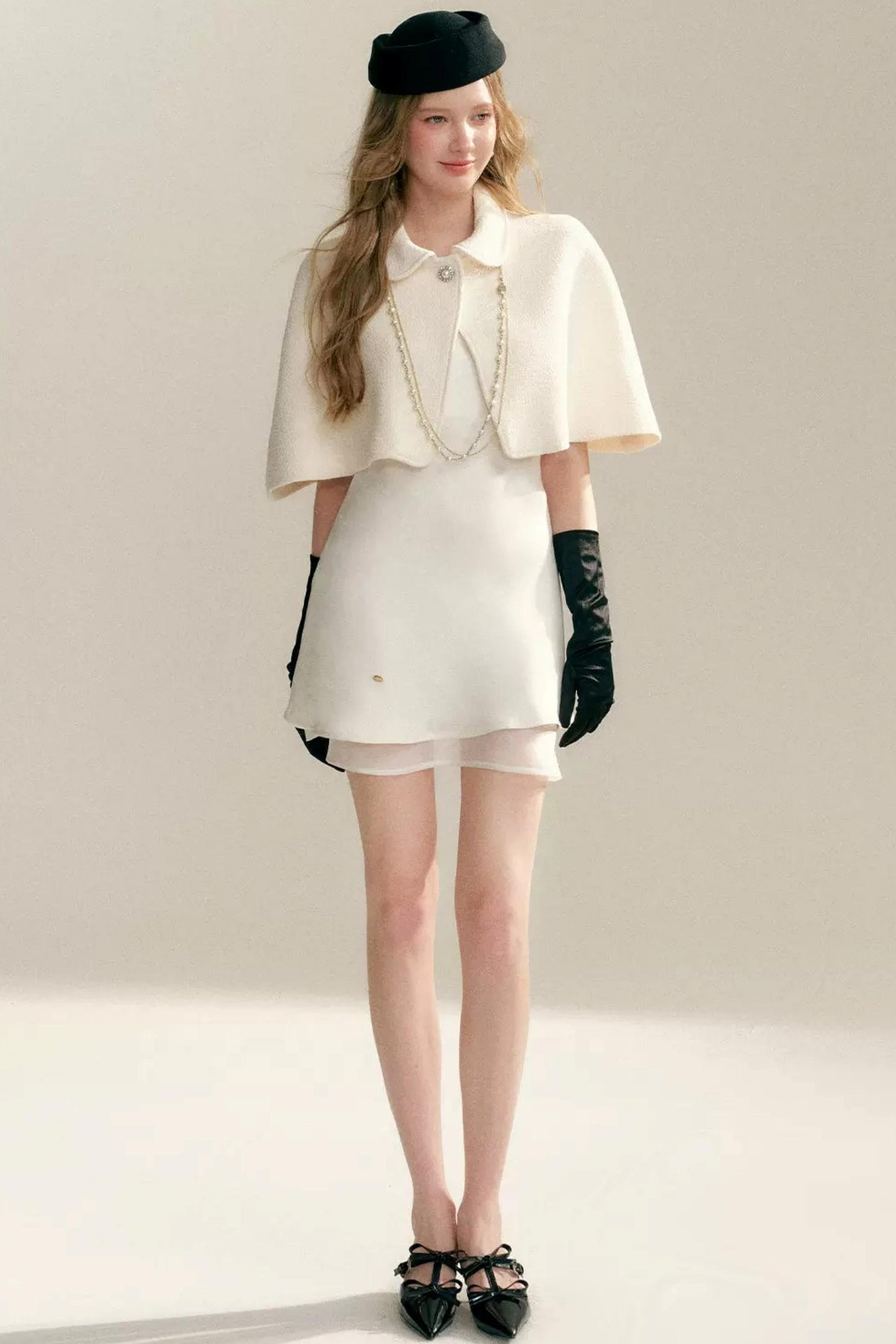 Acetate Halter Cape Dress Set-Up