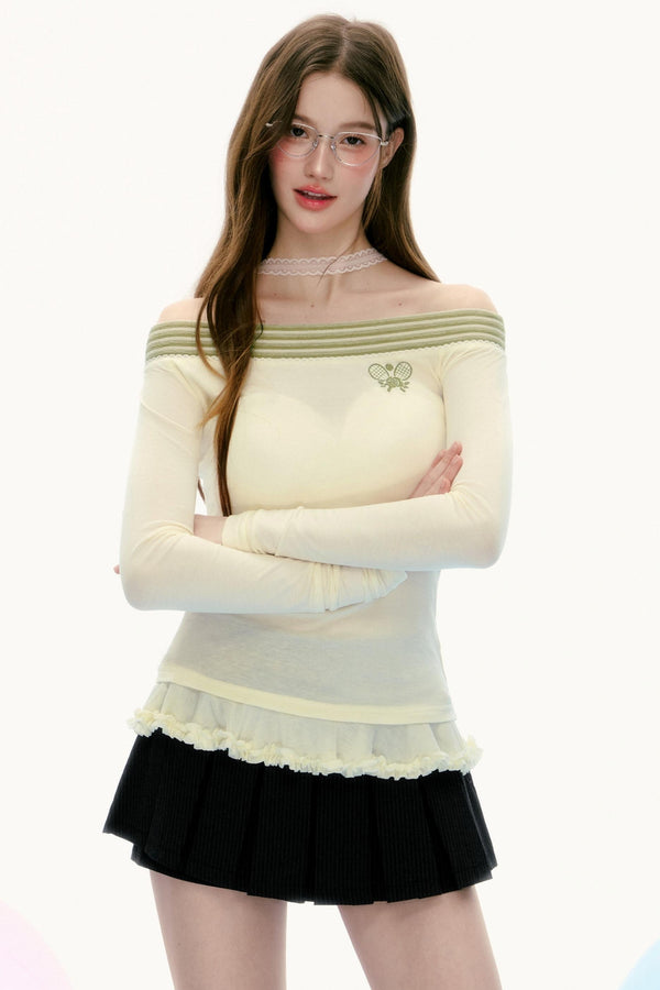 Lace Stitching Slim Long-Sleeved T-Shirt