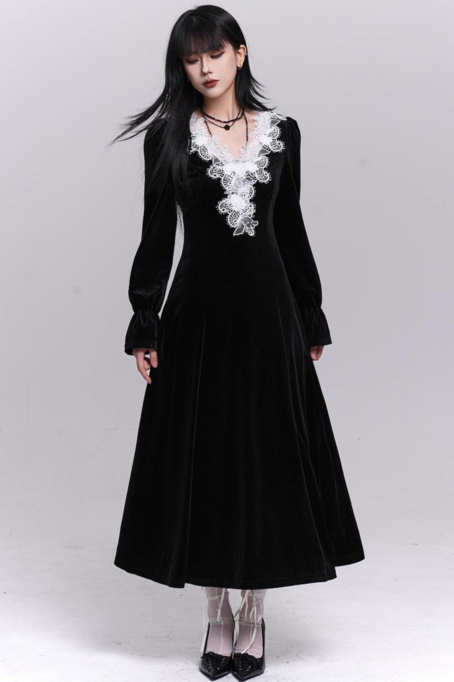Black Velvet Winter Dress