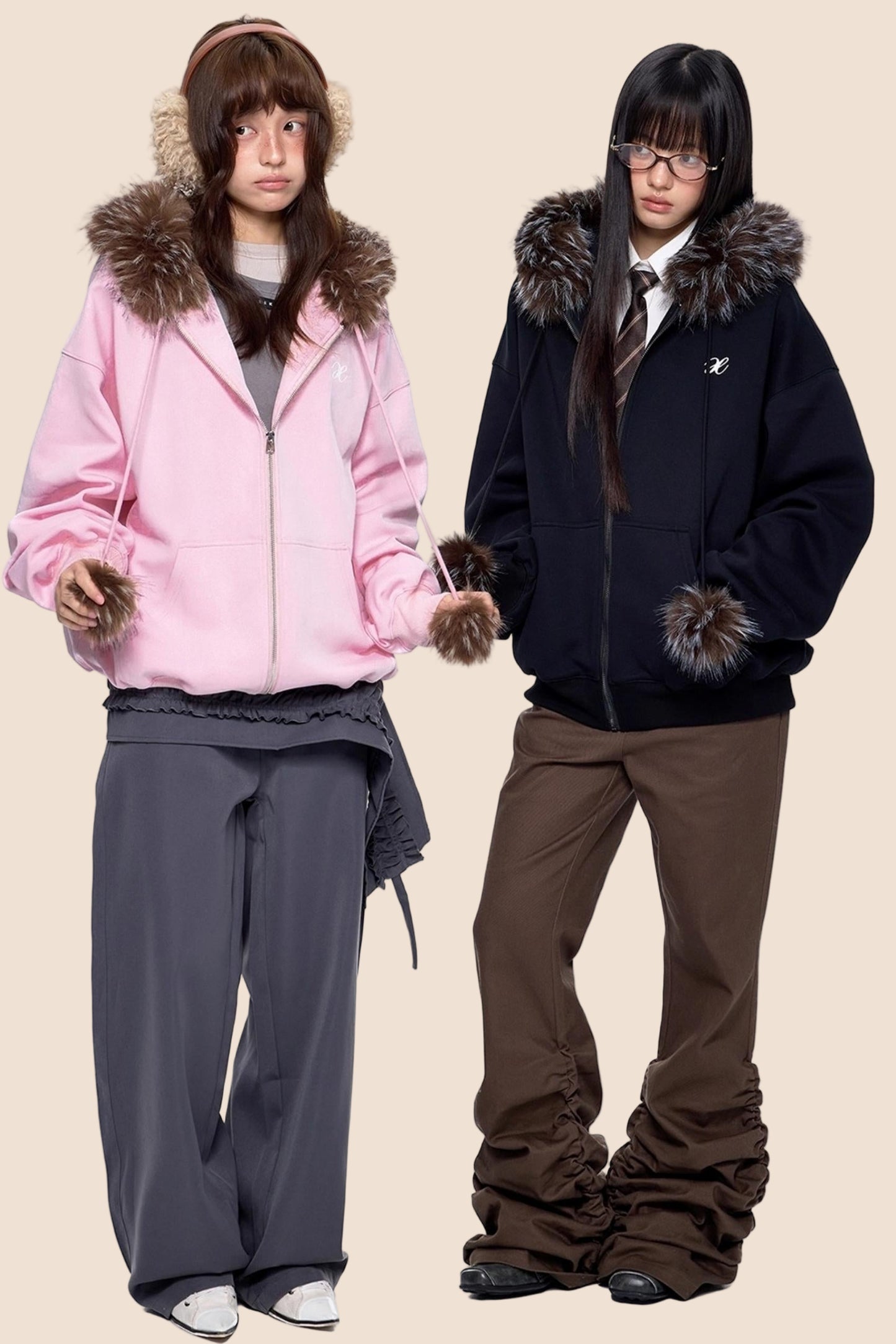 Hooded Embroidered Fleece Cardigan