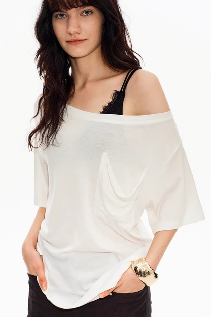 오프숄더 비대칭 탑