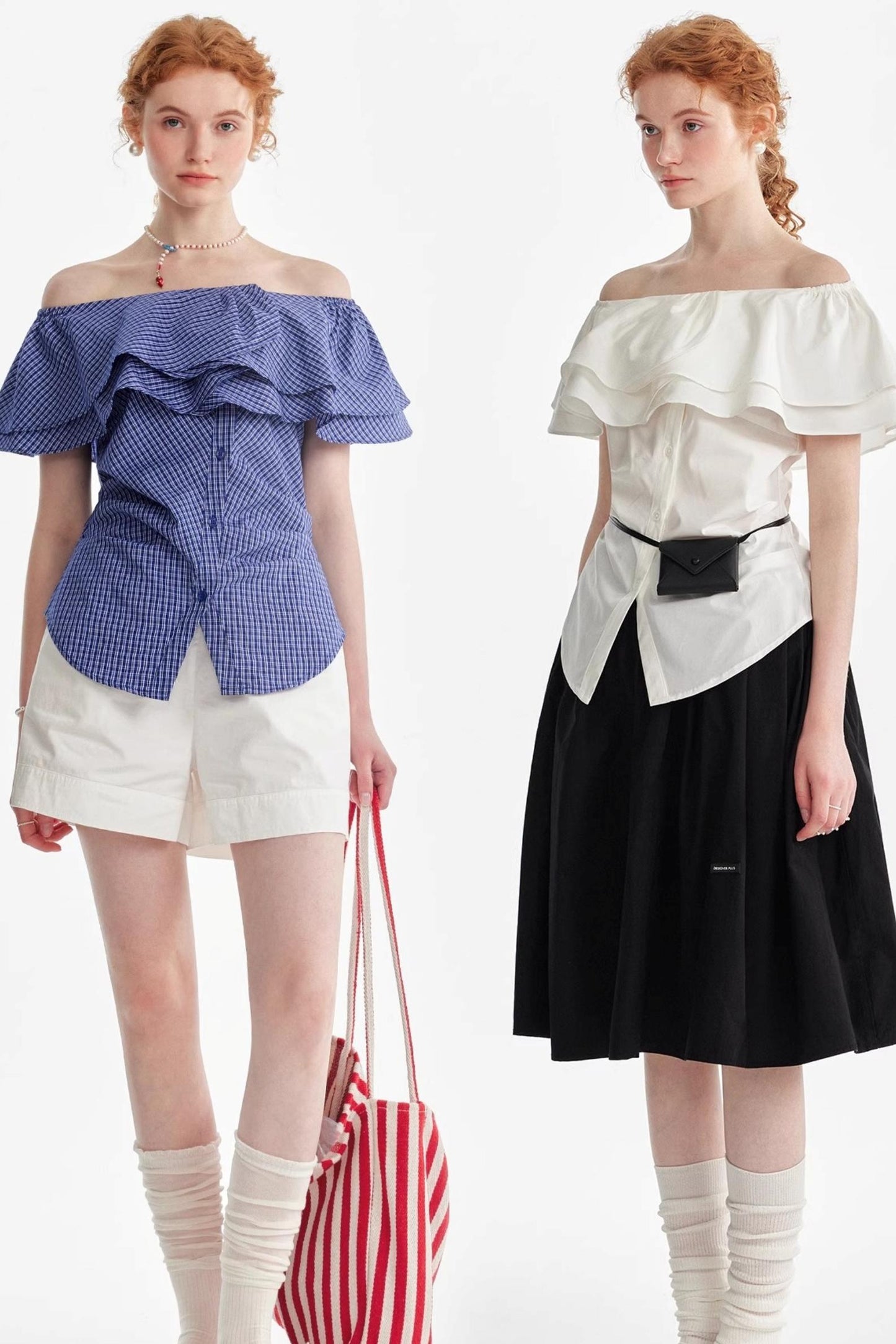 Blue Asymmetrical Ruffle Top