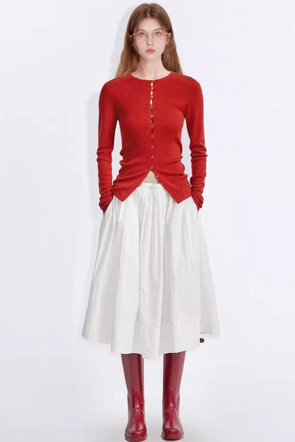 Merino Wool Button Cardigan Top