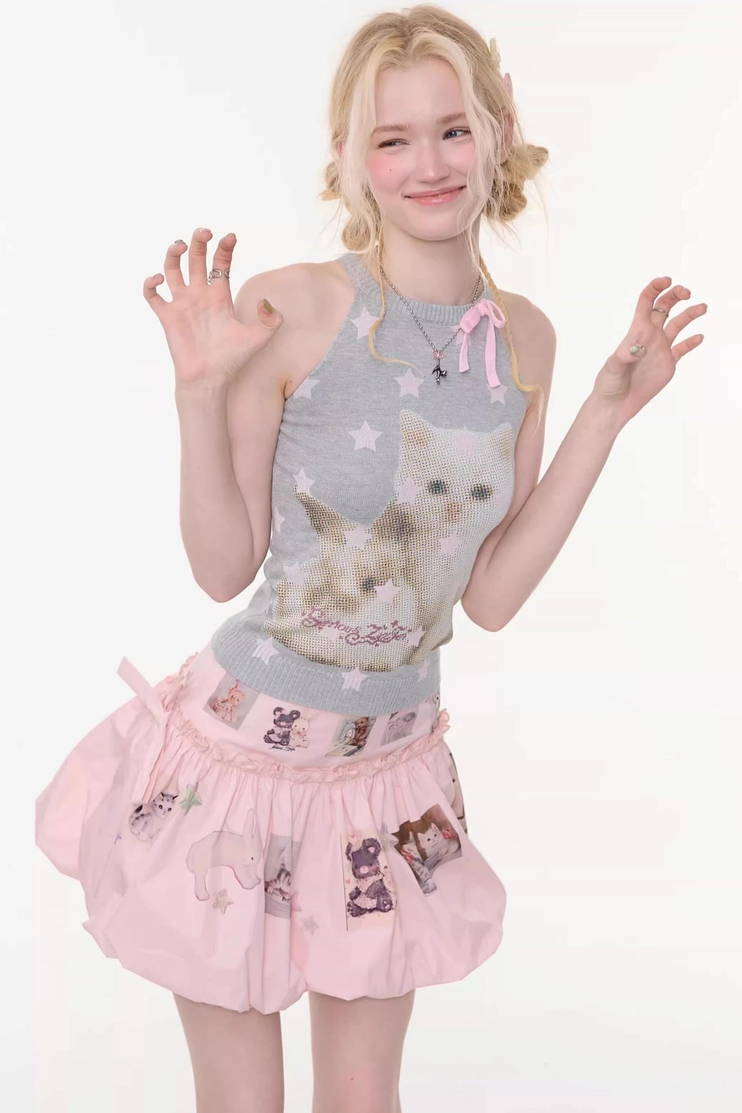 Cat and Rabbit Knitted Vest